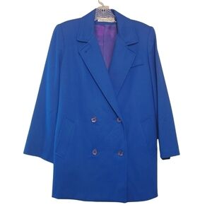 Alorna | Women's Blue Vintage Wool Double Breasted Pea Coat (Size Large)